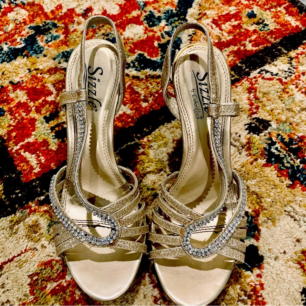 Prom/Pageant/Wedding Heels!  Rose Gold/Gold in Color… Good Condition / Worn 1x